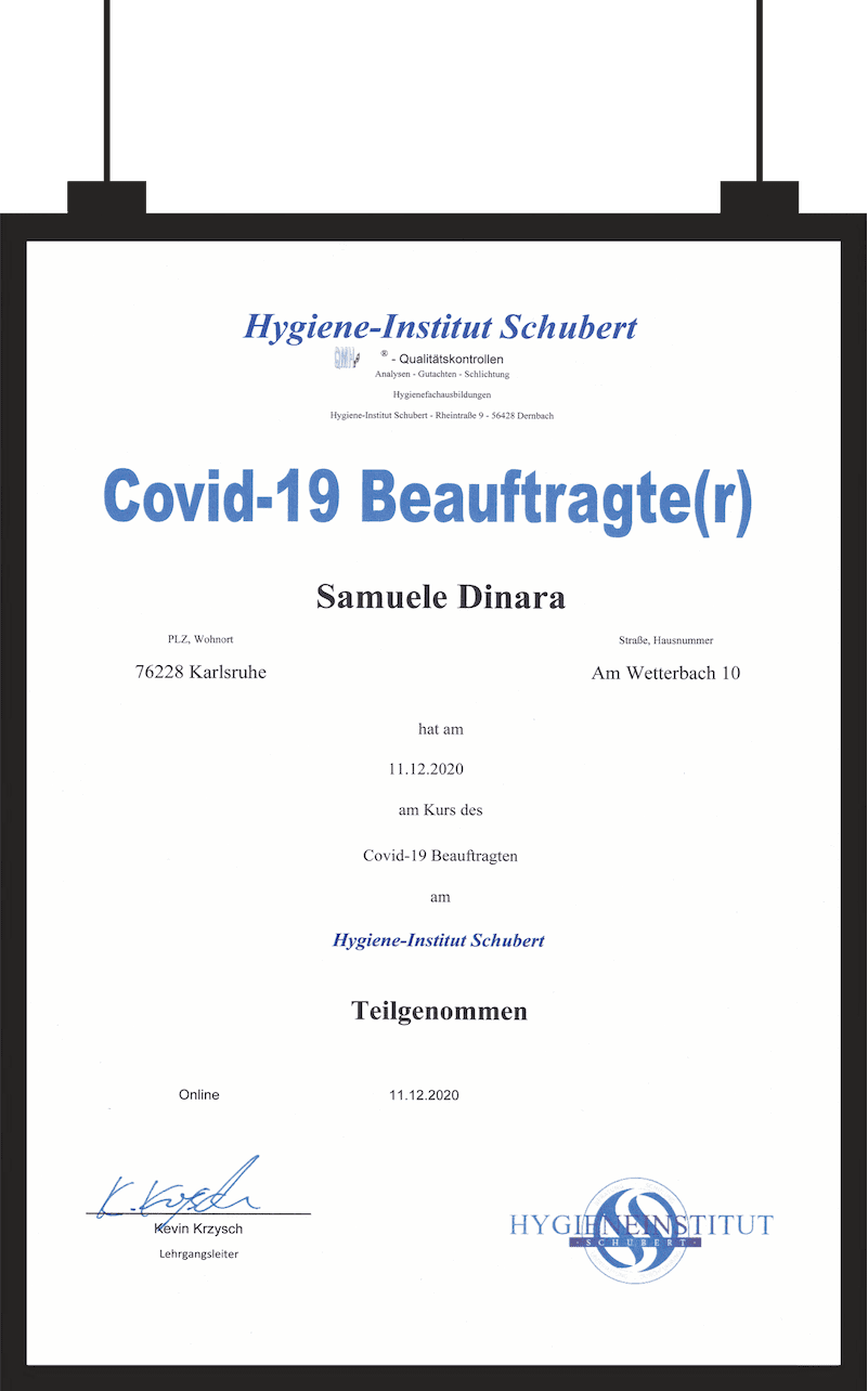 Zertifiziert Reinigung Covid-19